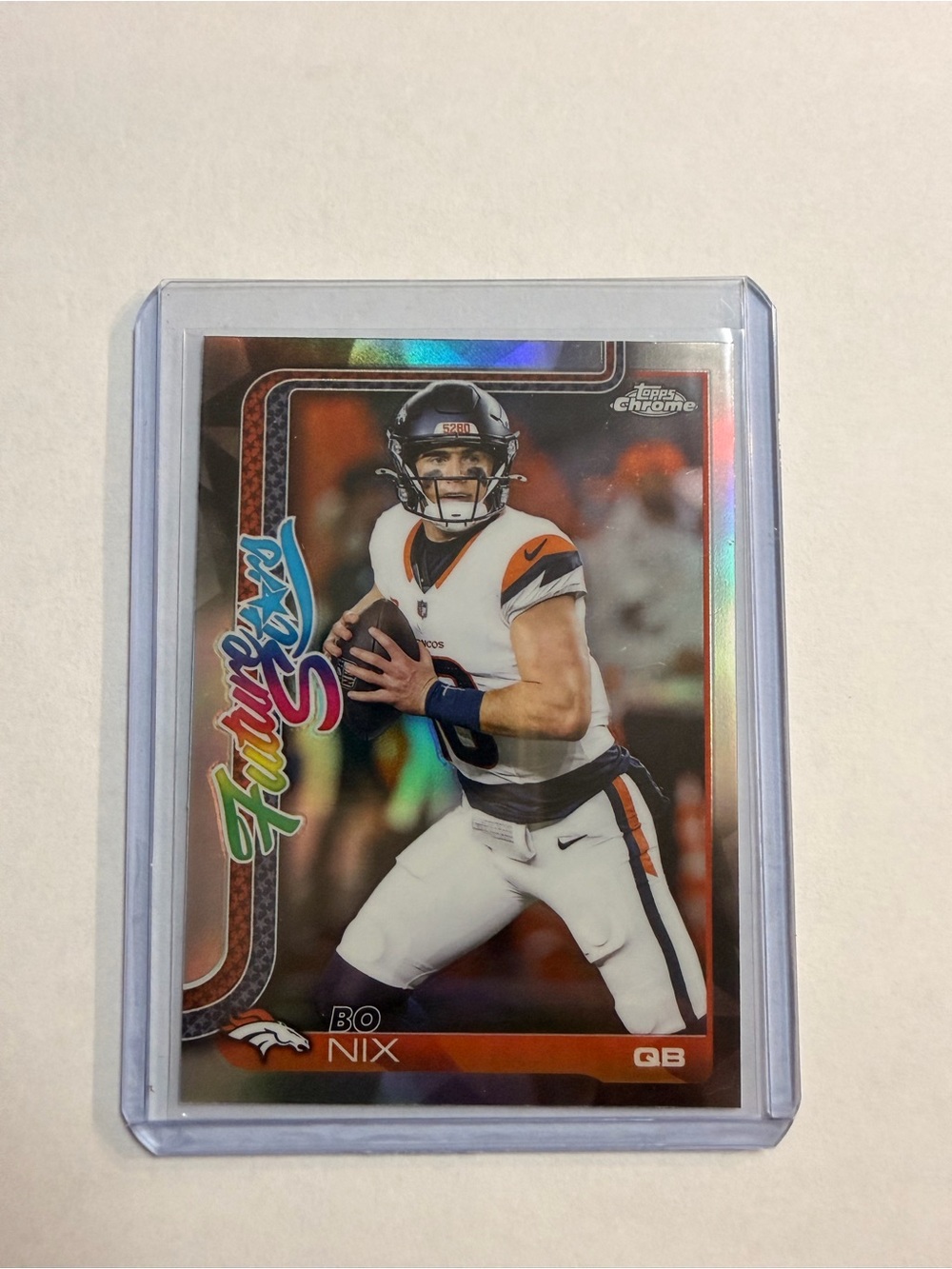 Topps Chrome future Bo Nix Denver Broncos Holographic Football Card